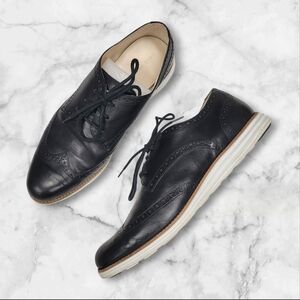 Cole Haan LunarGrand WingTip Oxfords Women’s Size 10 Black Leather Lace Up